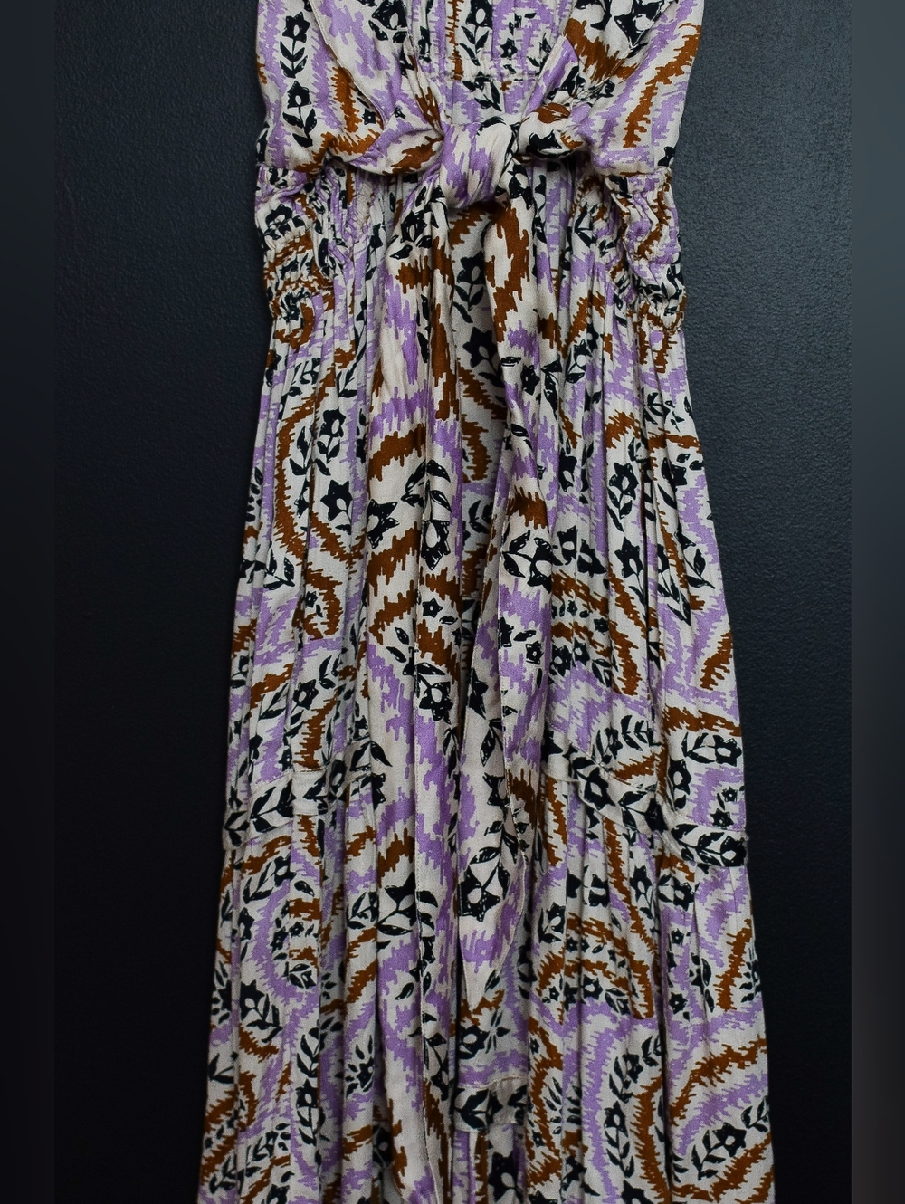NWT Omika Monroe Midi Dress Lucia Lavender Floral Tie Back Pockets Size M Boho - Picture 10 of 15